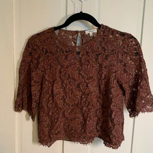 Wilfred Aritzia Lapointe Lace Top (maroon, small)